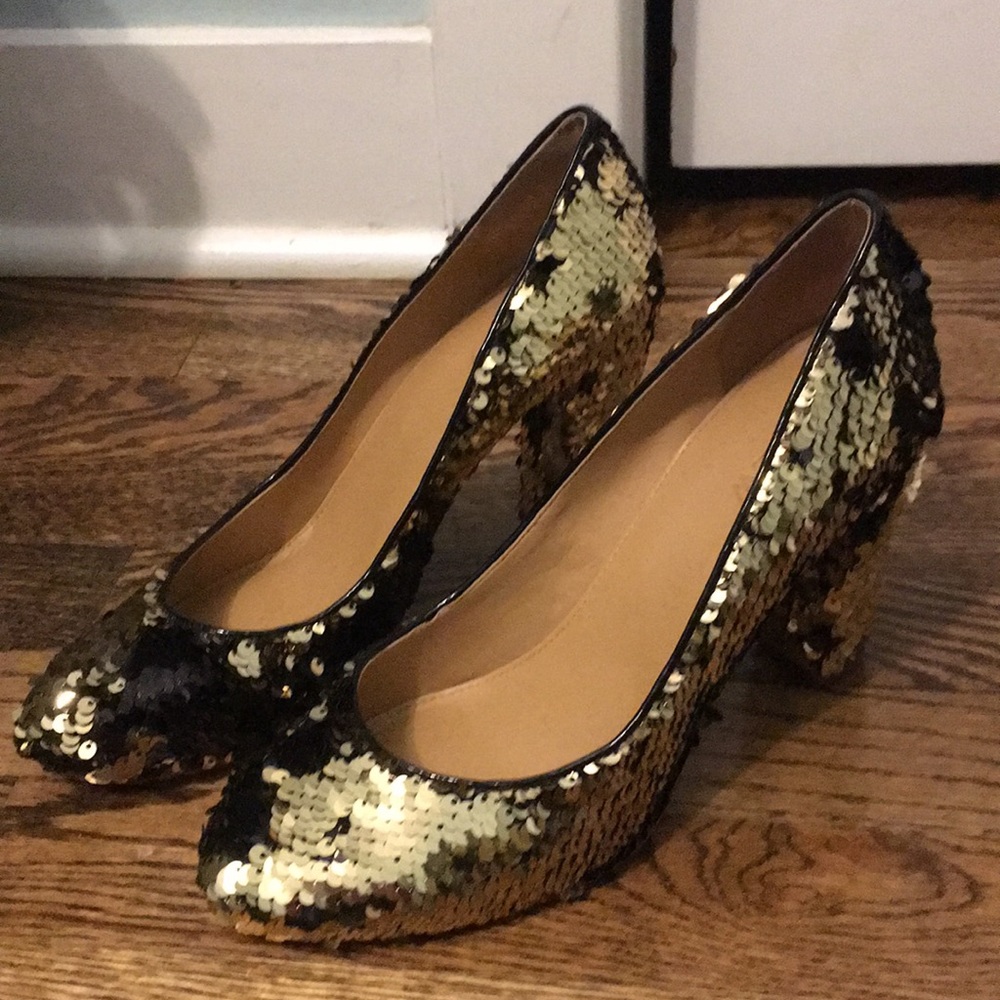 J Crew Factory Olive Sequin Heel